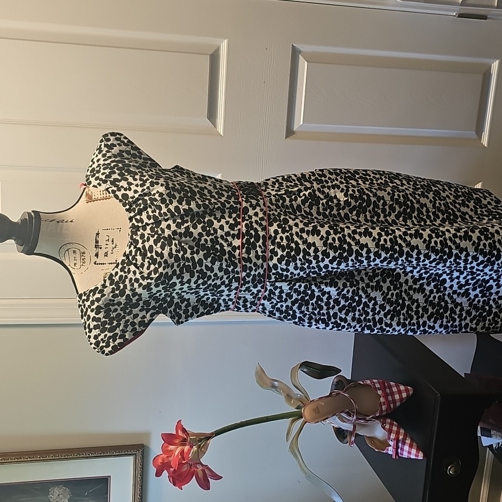 Jessica Howard Black/White Midi Shift Dress, Double Piping, Women's, Size 12